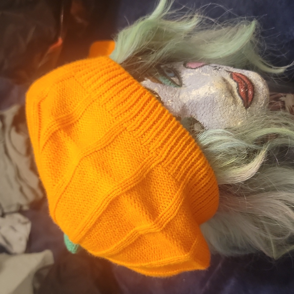 Adult size Knitted Pumpkin Beret